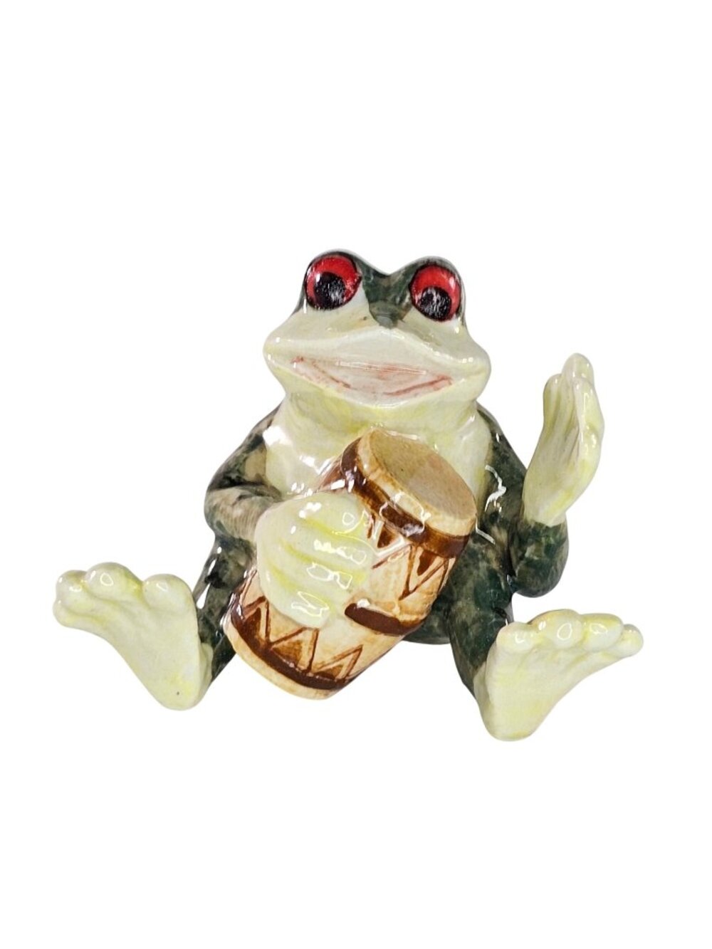 Klima Porcelain Frog Toad Band Playing Drums Miniature Figurine Collectible